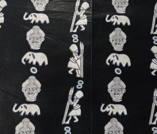 African Wax Print Fabric – Pictograms on Navy
