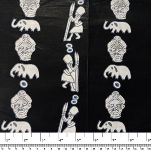 African Wax Print Fabric – Pictograms on Navy