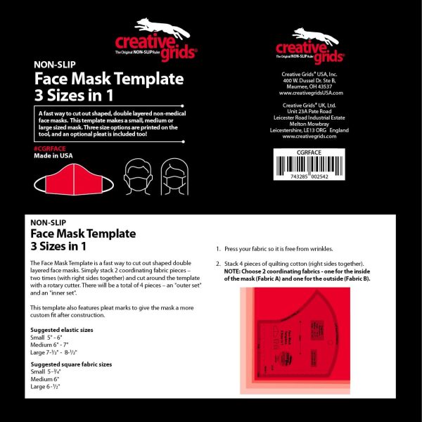 Face Mask Template – 3 Sizes in 1 – Creative Grids