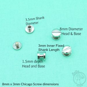 8mm x 3mm Chicago Screw – Antique Brass – 10 Pack