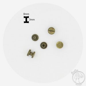 8mm x 3mm Chicago Screw – Antique Brass – 4 Pack
