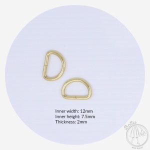 12mm (1/2in) D Ring – Gold – 2 Pack