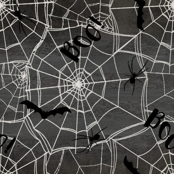 Spooky Night Webs Charcoal