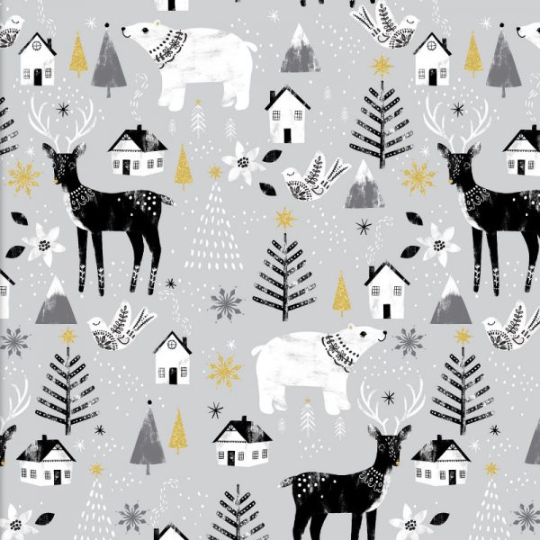 Peace on Earth Animals Glitter – Grey by 3 Wishes