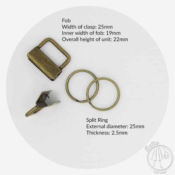25mm (1in) Key Fob Clasp – Antique Brass – 2 Pack