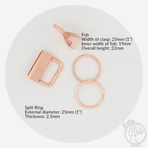 25mm (1in) Key Fob Clasp – Rose Gold – 5 Pack