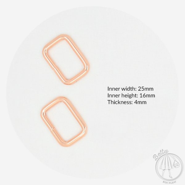 25mm (1in) Rectangle Ring – Rose Gold – 2 Pack