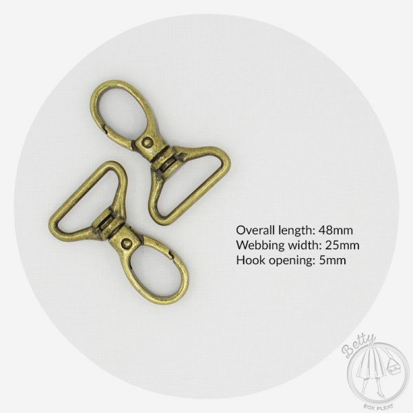25mm (1in) Swivel Hook – Antique Brass – 10 Pack