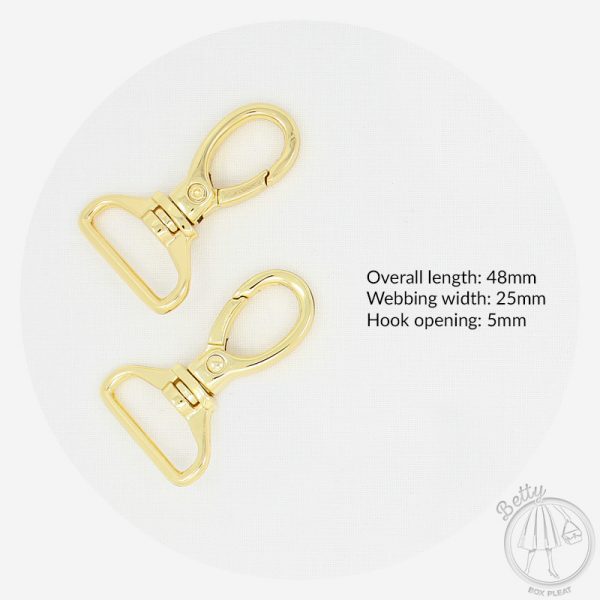 25mm (1in) Swivel Hook – Gold – 2 Pack