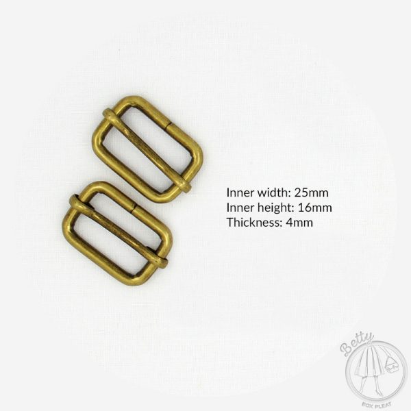 25mm (1in) Slide – Antique Brass – 2 Pack