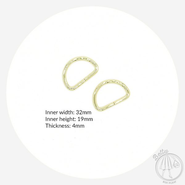32mm (1 1/4in) D Ring – Gold – 2 Pack