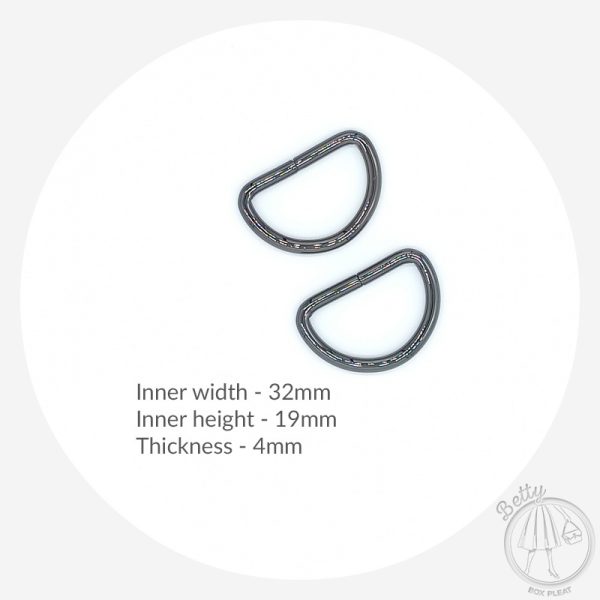 32mm (1 1/4in) D Ring – Gunmetal – 2 Pack