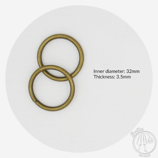 32mm (1 1/4in) O Ring – Antique Brass – 2 Pack