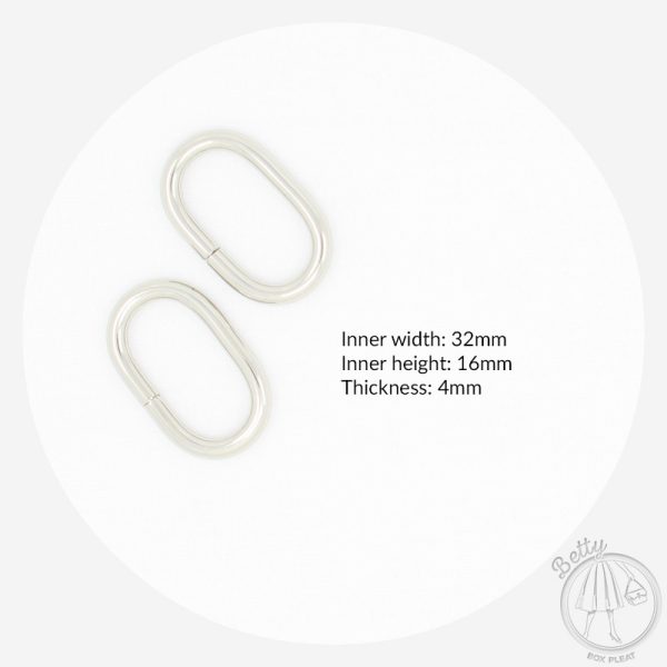 32mm (1 1/4in) Oval Rings – Silver – 2 Pack