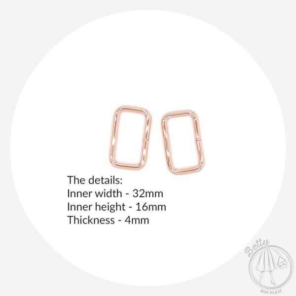 32mm (1 1/4in) Rectangle Ring – Rose Gold – 2 Pack
