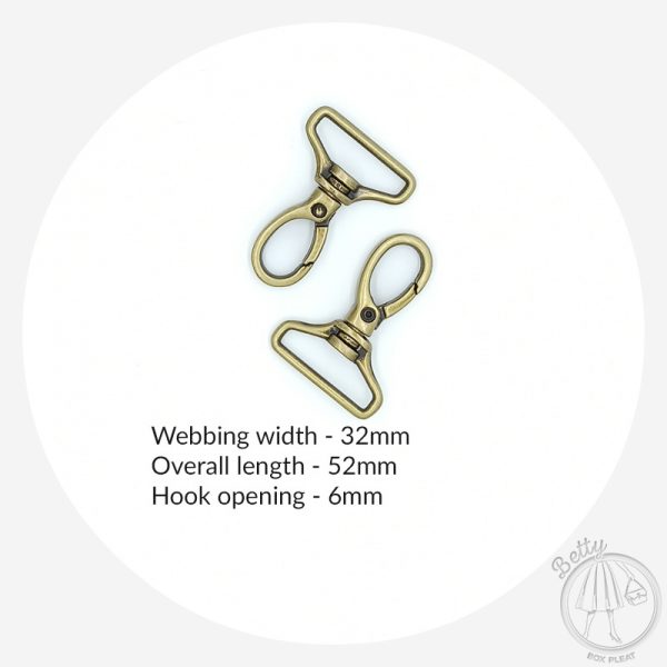 32mm (1 1/4in) Swivel Snap Hook – Antique Brass – 10 Pack