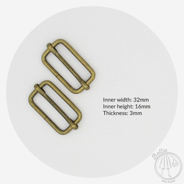 32mm (1 1/4in) Slide – Antique Brass – 2 Pack