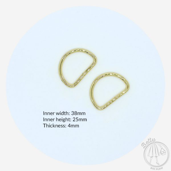 38mm (1 1/2in) D-Ring – Gold – 10 Pack