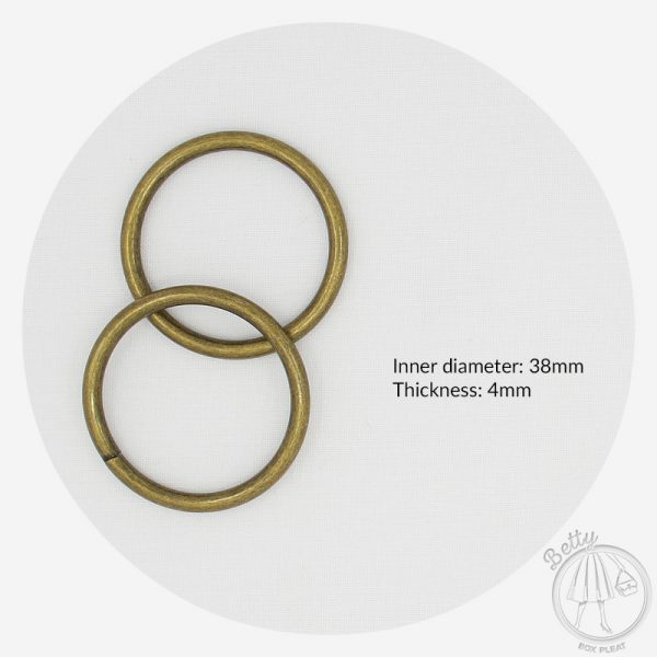 38mm (1 1/2in) O Ring – Antique Brass – 2 Pack