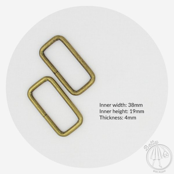 38mm (1 1/2in) Rectangle Ring – Antique Brass – 10 Pack