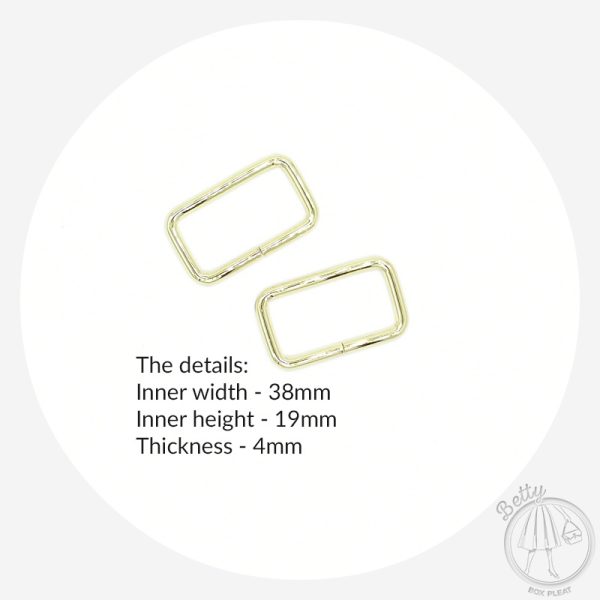 38mm (1 1/2in) Rectangle Ring – Gold – 10 Pack