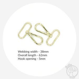 38mm (1 1/2in) Swivel Snap Hook – Gold – 10 Pack