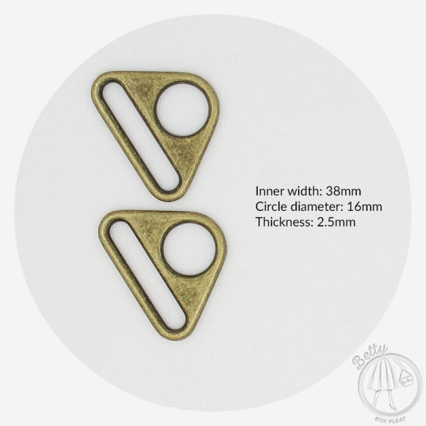 38mm (1 1/2in) Triangle Ring – Antique Brass – 2 Pack