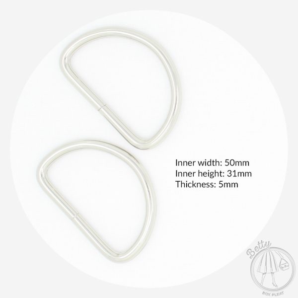 50mm (2in) D Ring – Silver – 2 Pack