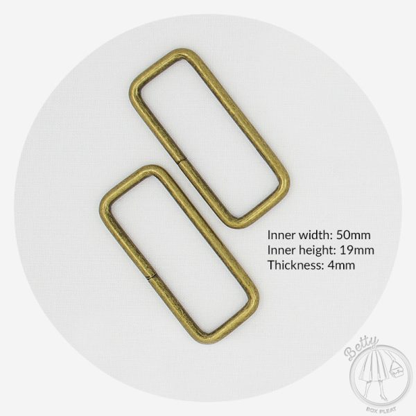 50mm (2in) Rectangle Ring – Antique Brass – 10 Pack