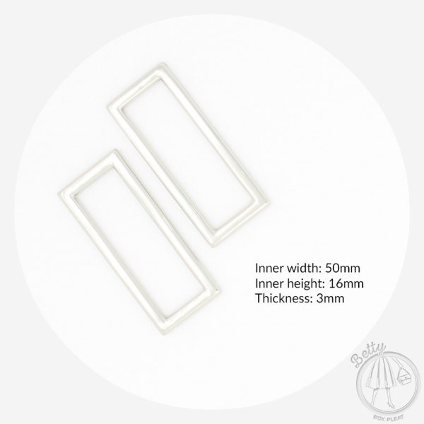 50mm (2in) Alloy Rectangle Ring – Silver – 2 Pack