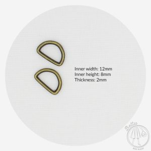 12mm (1/2in) D Ring – Antique Brass – 2 Pack
