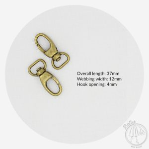 12mm (1/2in) Swivel Hook – Antique Brass – 10 Pack