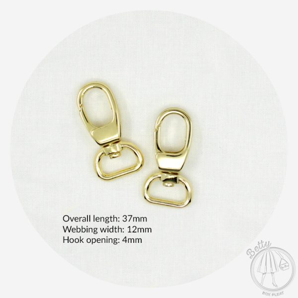 12mm (1/2in) Swivel Hook – Gold – 2 Pack