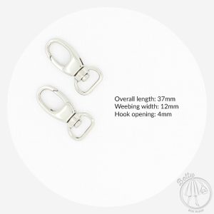 12mm (1/2in) Swivel Hook – Silver – 2 Pack