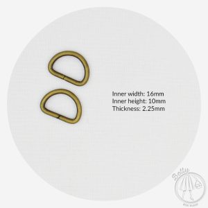 16mm (5/8in) D Ring – Antique Brass – 10 Pack