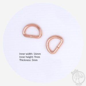 16mm (5/8in) D Ring – Rose Gold – 2 Pack