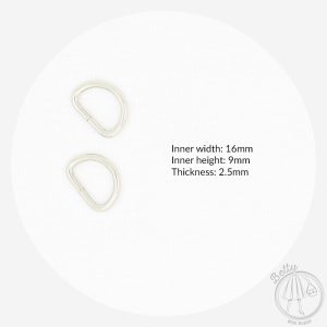 16mm (5/8in) D Ring – Silver – 2 Pack