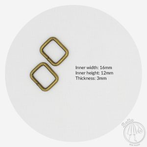 16mm (5/8in) Rectangle Ring – Antique Brass – 2 Pack