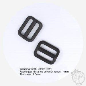 20mm (3/4in) Plastic Slide – Black – 10 Pack