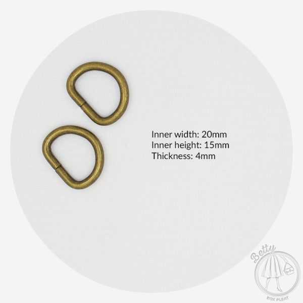 20mm (3/4in) D Ring – Antique Brass – 10 Pack