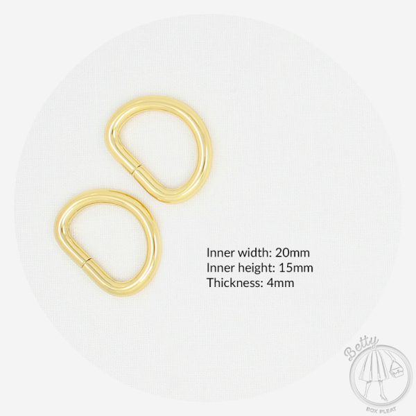 20mm (3/4in) D Ring – Gold – 10 Pack