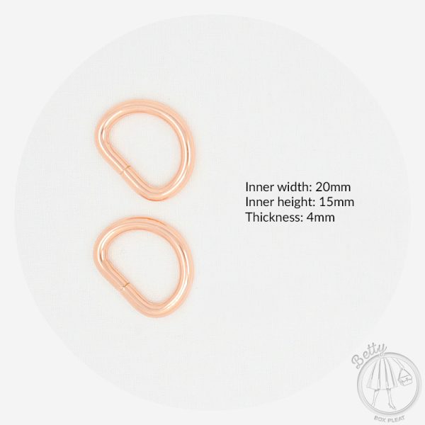 20mm (3/4in) D Ring – Rose Gold – 2 Pack