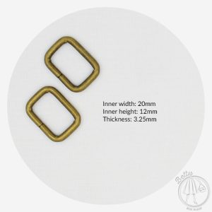 20mm (3/4in) Rectangle Ring – Antique Brass – 10 Pack