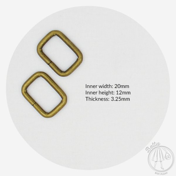20mm (3/4in) Rectangle Ring – Antique Brass – 2 Pack