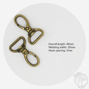 20mm (3/4in) Swivel Hook – Antique Brass – 2 Pack