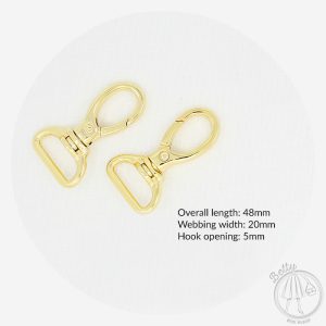 20mm (3/4in) Swivel Hook – Gold – 10 Pack
