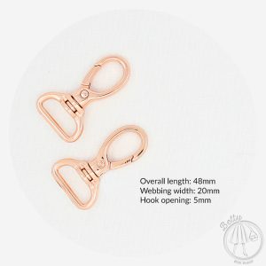 20mm (3/4in) Swivel Hook – Rose Gold – 10 Pack