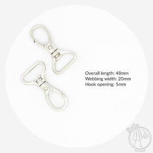 20mm (3/4in) Swivel Hook – Silver – 2 Pack