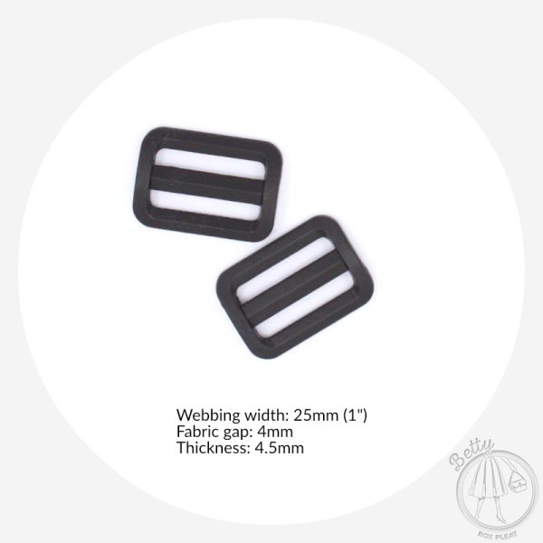 25mm (1in) Plastic Slide – Black – 2 Pack