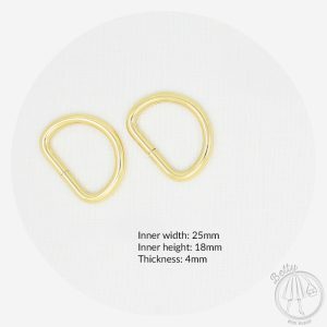 25mm (1in) D Ring – Gold – 10 Pack